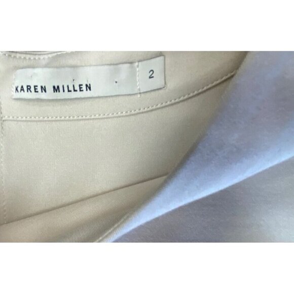 Karen Millen sz 2 Dress Sheath Beige Black sleeveless Classic Designer Luxury - Picture 3 of 4